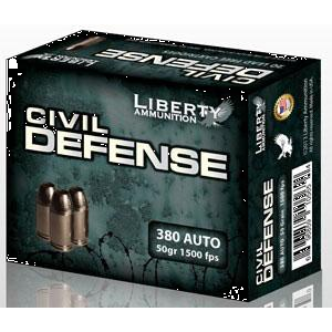 Liberty Civil Defense Handgun Ammunition .380 Auto 50 gr SCHP 1500 fps 20/ct