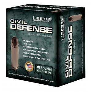 Liberty Civil Defense Handgun Ammunition .38 Spl 50 gr SCHP 1500 fps 20/ct