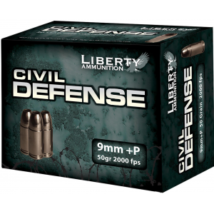 Liberty Civil Defense Handgun Ammunition 9mm (+P) 50gr SCHP 2000 fps 20/ct