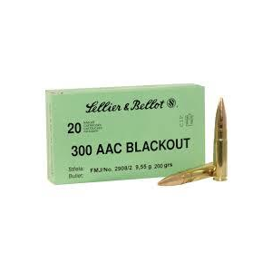 Sellier-Bellot Subsonic Rifle Ammunition .300 Blackout 200 gr FMJ 1060 fps 20/ct
