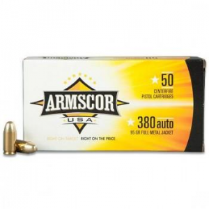 Armscor Handgun Ammunition .380 ACP 95 gr FMJ 920 fps 50/ct