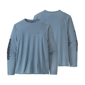 Patagonia Capilene Cool Daily Graphic Long Sleeve Shirt - Men's Text Logo / Light Plume Grey M -  972405